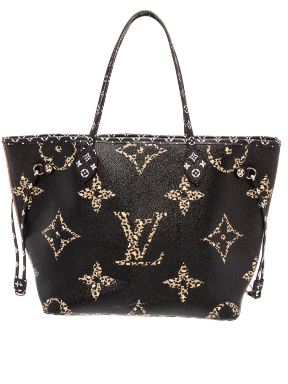 Louis Vuitton Black and Gold Leopard Monogram Neverfull Shoulder Tote
